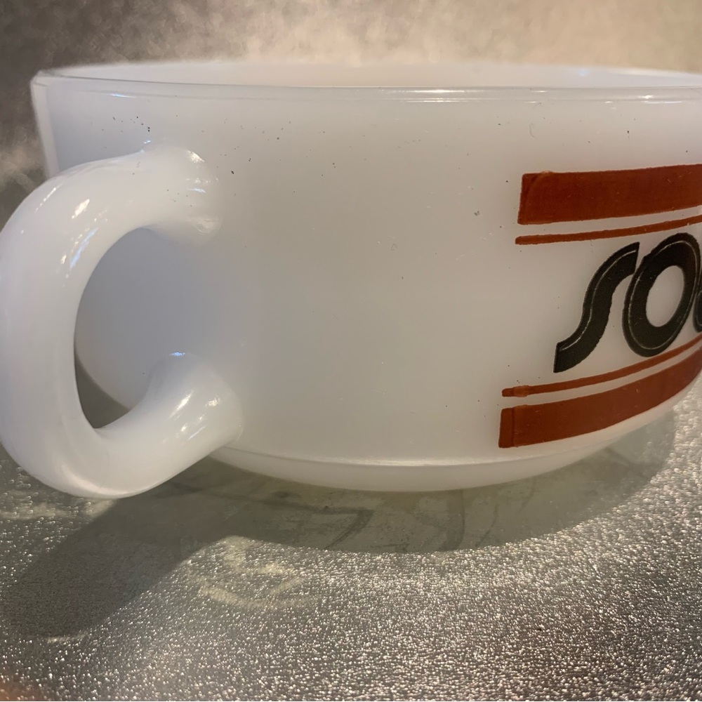 Vintage Glasbake Soup Bowl Mug Souper Bowl Chili Cereal Milkglass MCM 14 Oz - Picture 7 of 12